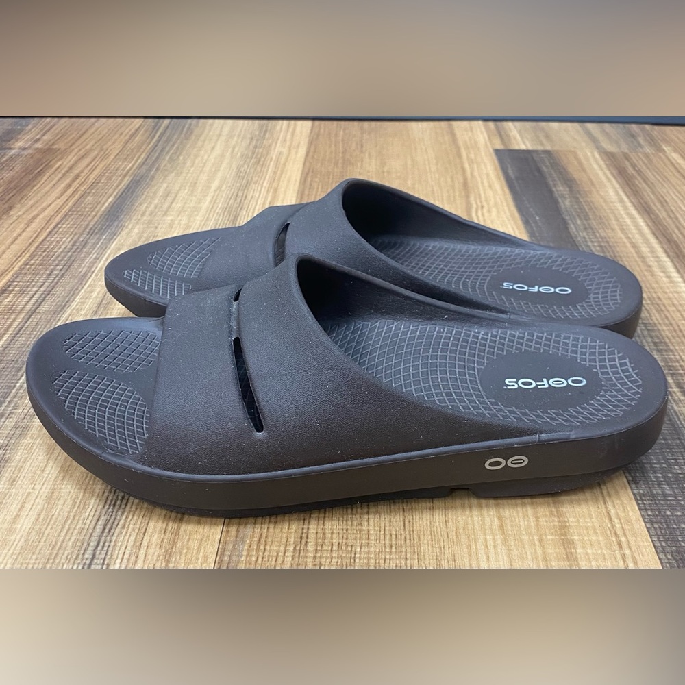 OOFOS Ooahh Slide Sandals Mens Size 12 Womens 13 Brown Recovery Shoes